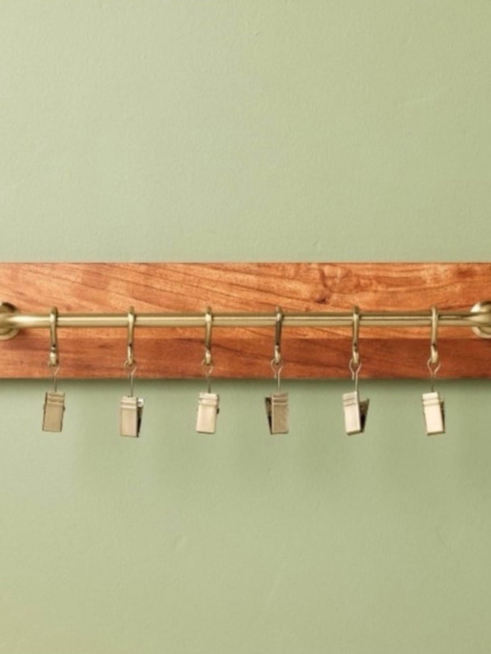 Brass and Wood Wall Rail with Clips - Hearth & Hand™ with Magnolia